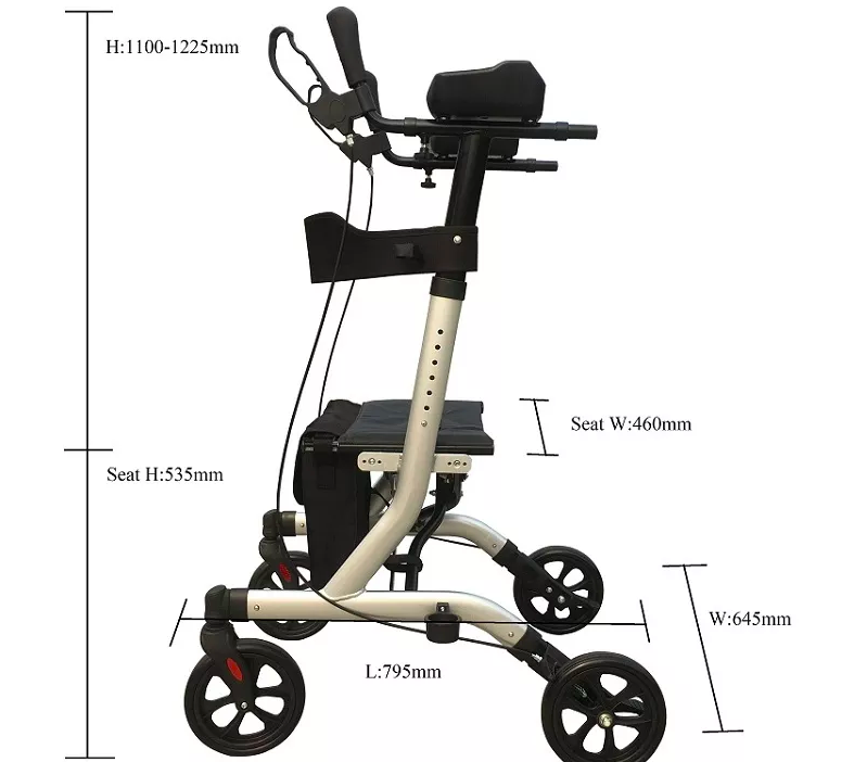 Armrest and Backrest Rollator Walker Tall Rolling Mobility Walking Aid ...